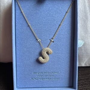 Gold Flash Plated 'S' Pendant Necklace